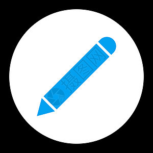 蓝色和白色平面粉笔圆形按钮铅笔编辑背景黑色记事本签名图标字形背景图片
