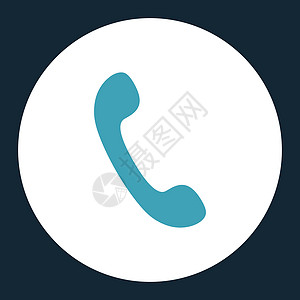 电话平蓝白双色圆环按钮字形讲话拨号热线图标深蓝色扬声器电讯白色电话背景图片