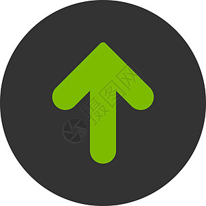 平向上绿色和灰色生态箭头圆按钮图标光标运动生长字形指针导航图片