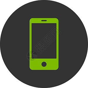 绿色和灰色生态双环按键智能手机平板屏幕电话通讯器药片监视器细胞界面字形反应框架图片