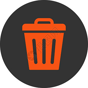 平平橙色和灰色圆环按钮环境回收站篮子回收生态倾倒垃圾桶图标字形垃圾图片