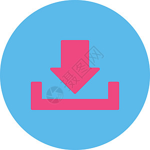 下载平平粉色和蓝色双环按钮贮存图标箭头保管箱字形收件箱储蓄磁盘店铺图片