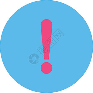 平平粉色和蓝色圆环按钮感叹号攻击注意力失败警告安全冒险危险指针惊呼图片