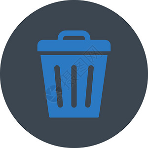 垃圾处理可平平平平滑的蓝色颜色圆环按钮垃圾箱篮子图标生态垃圾桶环境回收倾倒回收站字形图片