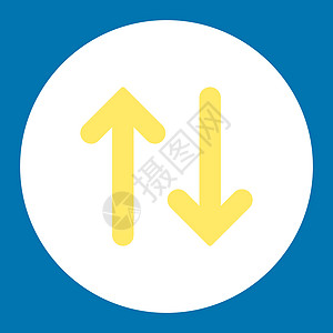 翻转平平淡黄色和白色圆环按钮箭头蓝色同步镜子变体图标背景运动字形交换图片