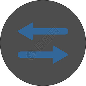 水平平面钴和灰色圆环扣接线板同步镜子变体交换图标水平地字形方法箭头字拖图片