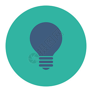 Bulb平板钴和青青色圆环按键灯泡活力发明头脑专利创新图标电气玻璃天才图片