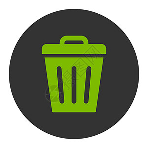 垃圾桶可平坦绿色和灰色生态循环按钮垃圾垃圾箱倾倒回收篮子图标环境回收站图片