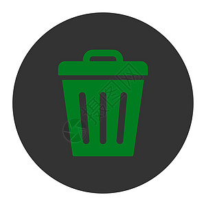 回收站图标废垃圾罐平坦绿色和灰色的圆环按钮环境垃圾箱垃圾倾倒回收站垃圾桶回收生态篮子图标背景
