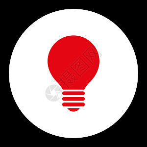 红色和白色平板的Bulb力量天才玻璃思维灯泡照明活力专利解决方案图标图片
