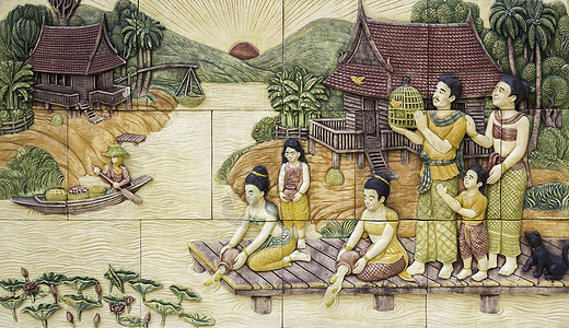 泰国文化雕刻石雕塑国家孩子工艺房子石头娱乐水泥绘画玩具图片