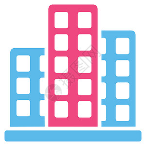 来自商业集市的城市图标财产粉色蓝色房子办公室房地产城邦酒店建筑学建筑物图片