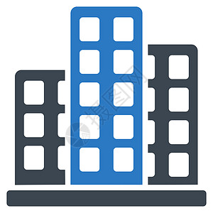 来自商业集市的城市图标蓝色建造财产房地产房子村庄建筑物办公室建筑学办公楼图片