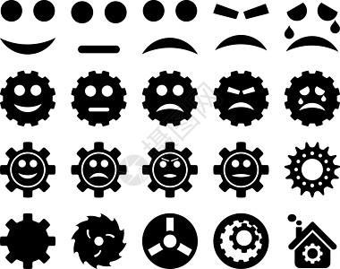 情感图标工具和微笑工具图标木工筒管刀刃工程乐趣引擎圆锯漫画快乐情感插画