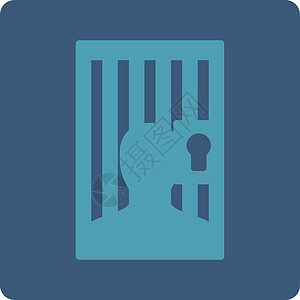 监狱图标房间框架正方形逮捕圆形蓝色法庭惩罚警察囚犯图片