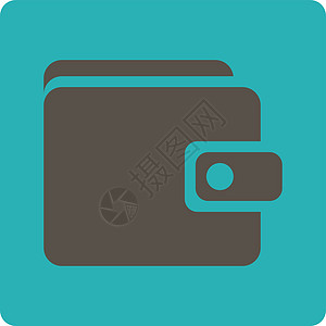 钱包图标支付购物正方形按钮货币银行业口袋商业皮夹现金图片