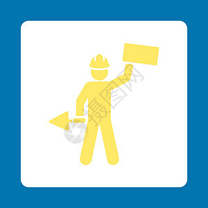 Basic 普通图标集中的构建器图标服务头盔石工男性工具字形工人工程师白色黄色图片