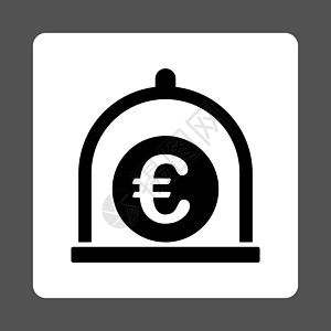 欧元标准图标金库储物柜灰色店铺保险箱投资圆顶基金资本储物盒背景图片