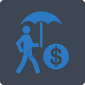 金融保险图标人士银行货币现金字形阳伞财富资金正方形经济图片