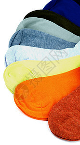 彩色袜索绿色短袜袜子黄色纺织品灰色红色粉色橙子衣服图片