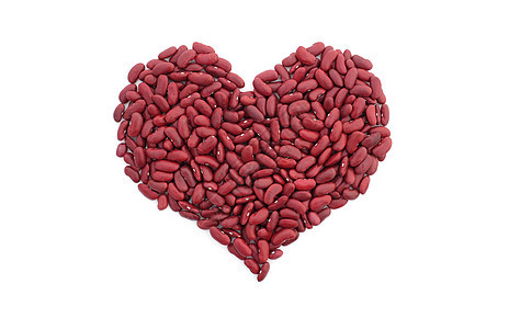 心脏形状的红肾豆背景图片