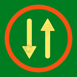 垂直平平橙色和黄黄色颜色四向矢量图标交换绿色字拖同步镜子变体方法背景箭头字形图片