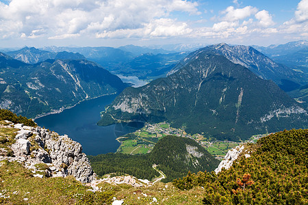 湖 Dachstein 的视图山脉假期土地高山手指平台旅行风景远足岩石图片