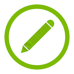 铅笔平面生态绿色圆形光栅图标图片