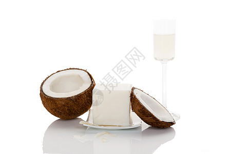 椰子油核桃油玻璃烹饪热带温泉椰子情调水果药品按摩营养图片