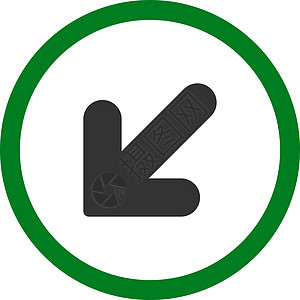 向下左平面绿色和灰色箭头双向出口光标运动字形导航指针背景图片
