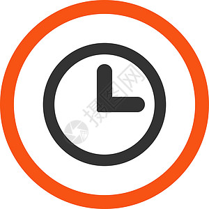 时钟平平橙色和灰色四向矢量图标圆圈计时器字形跑表商业柜台时间圆形手表速度图片