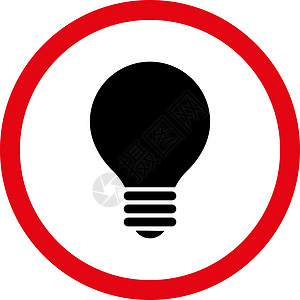 红色和黑色整形矢量图标全环向图示照明头脑力量发明专利字形解决方案灯泡天才电气图片
