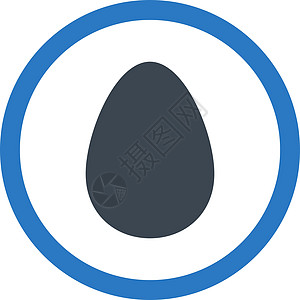 鸡蛋平平滑的蓝色彩色四向矢量图标数字字形食物形式早餐细胞图片