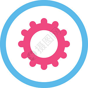 Gear 平面粉色和蓝颜色四向矢量图标工具机器齿轮车轮引擎传播牙齿进步工厂旋转图片