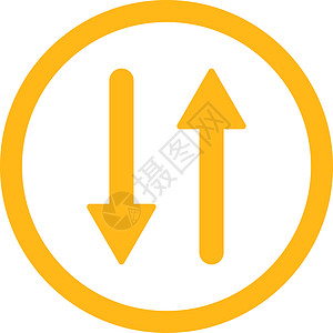 交换垂直平面黄色四向矢量图标 V字拖字形箭头导航方法变体同步指针运动镜子图片