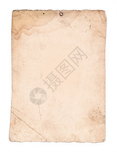白背景上孤立的旧纸羊皮纸划伤状况古董框架材料白色棕色床单黄色图片