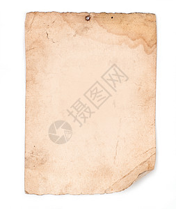 白背景上孤立的旧纸划伤白色羊皮纸古董黄色框架状况棕色床单材料图片