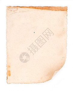 白背景上孤立的旧纸黄色框架羊皮纸白色床单棕色划伤材料古董状况图片