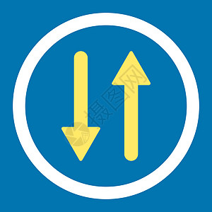 垂直平面黄色和白颜色四向矢量图标的垂直箭头变体交换同步字拖运动背景白色方法镜子图片