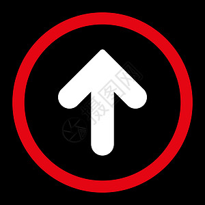 向上平铺红和白颜色的箭头四向矢量图标生长运动指针光标黑色背景字形导航图片