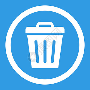 平面白色四向矢量图标回收站垃圾箱蓝色环境字形背景篮子回收生态垃圾图片