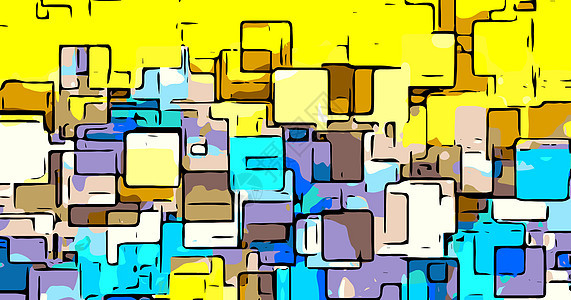 蓝色和黄色平方形抽象背景图背景图片