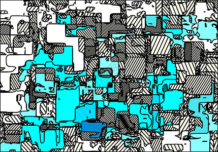 蓝色平方抽象背景绘画草图图案插图方形正方形墙纸美术图片