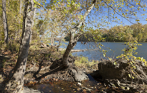 秋季波托马克河国家风景溪流地质学直流电漂流公园危险瀑布溺水图片