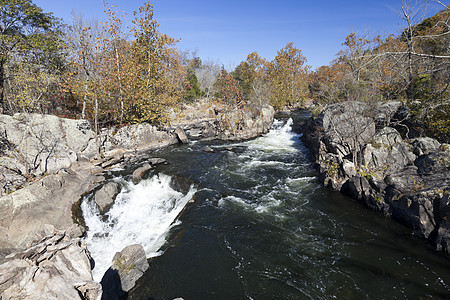 秋季波托马克河直流电急流树木风景美丽旅游激流岩石漂流瀑布图片