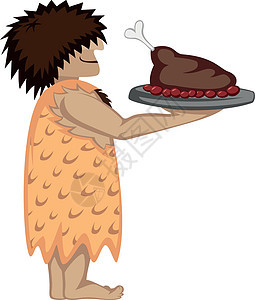 Paleo 服务员厨师时代智人食物浆果男人菜单石器插图饮食图片