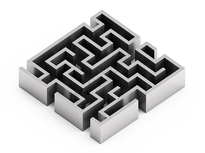 白色背景上的抽象迷宫游戏成功绿色战略插图商业小路出口解决方案背景图片