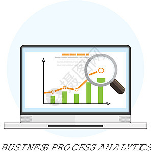 平面彩色统计和分析图标放大镜笔记本数据图表商业生长饼形日程电脑背景图片