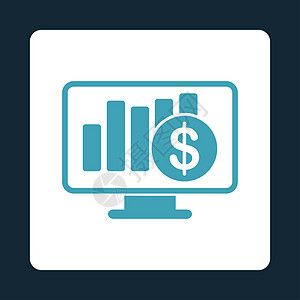 销售监测器图标展示金融市场分析桌面屏幕监视器商业白色字形统计背景图片