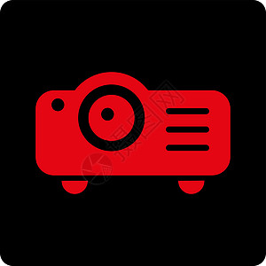 投影器图标红色黑色字形推介会幻灯片娱乐投影相机展示电脑图片